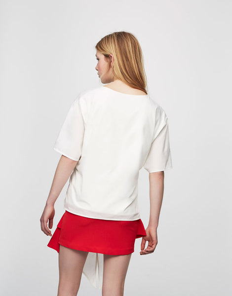Weave Shirt in White/Red